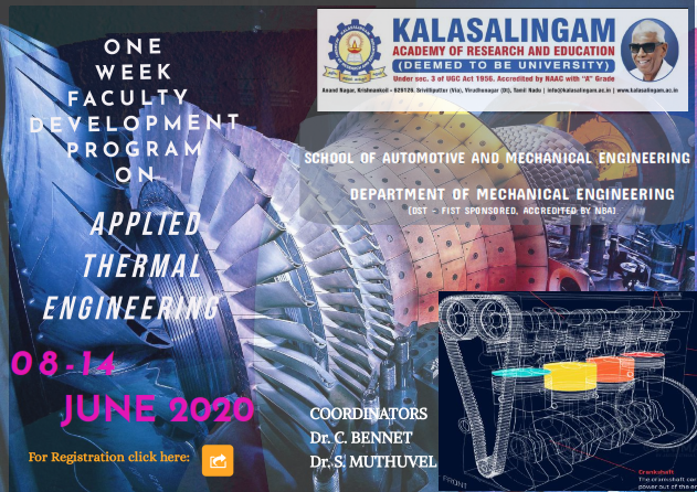 One Week Faculty Development Program on Applied Thermal Engineering 2020